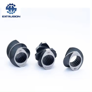 Tornillo y barriles para una extrusora de tornillo gemelo paralelo co-rotativo