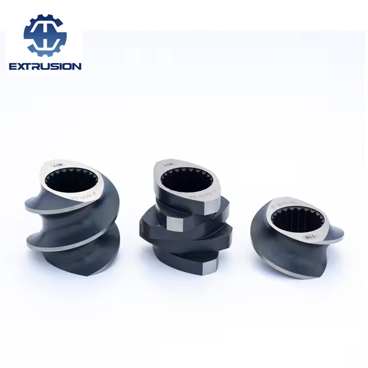 Tornillo y barriles para extrusora de doble tornillo paralelo co-rotativo